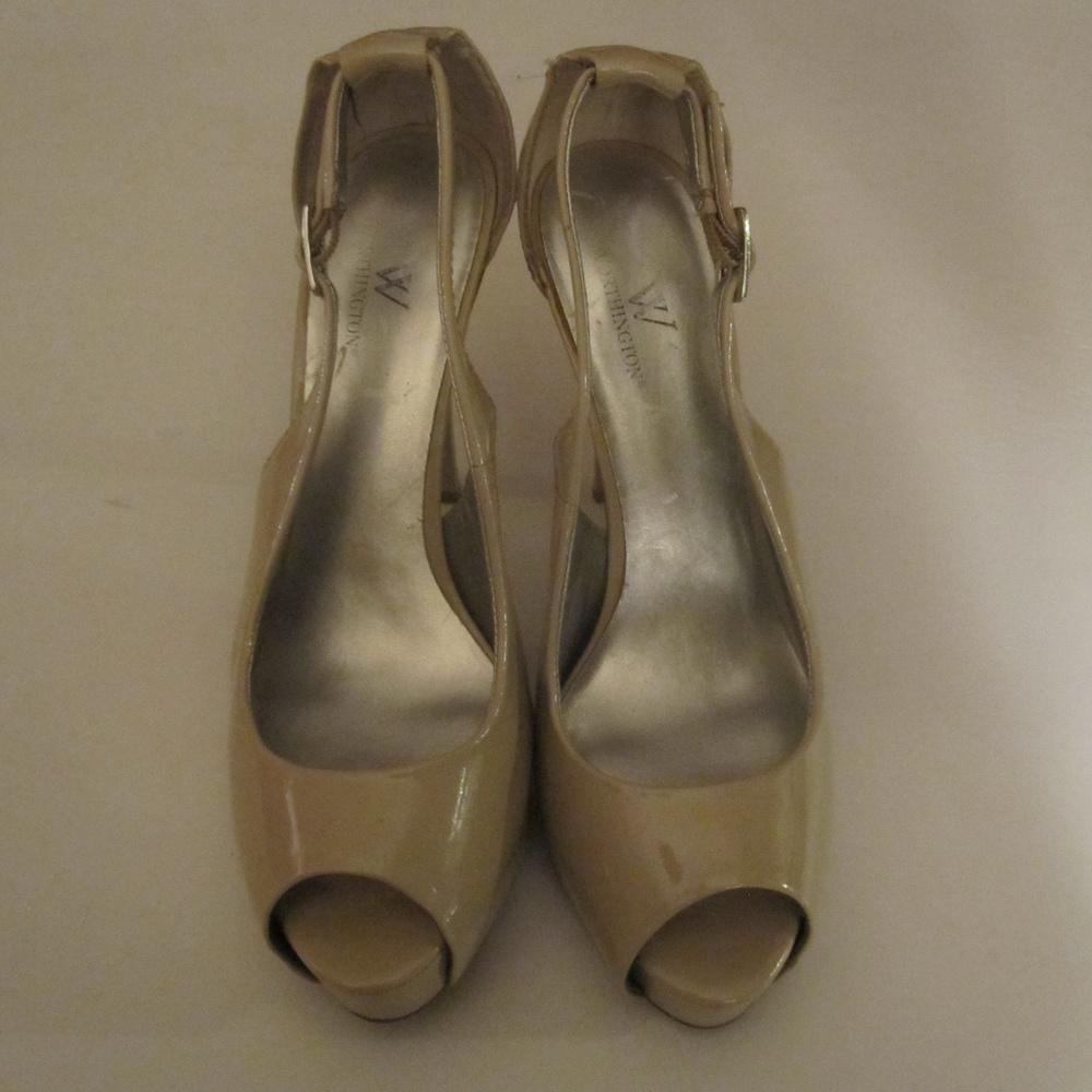 Worthington Nude Peep-Toe Pumps faux leather 8M